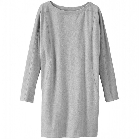 Athleta Salinas Sweatshirt Dress XS Heather Gray Mini Pullover Soft Stretch - Picture 2 of 10